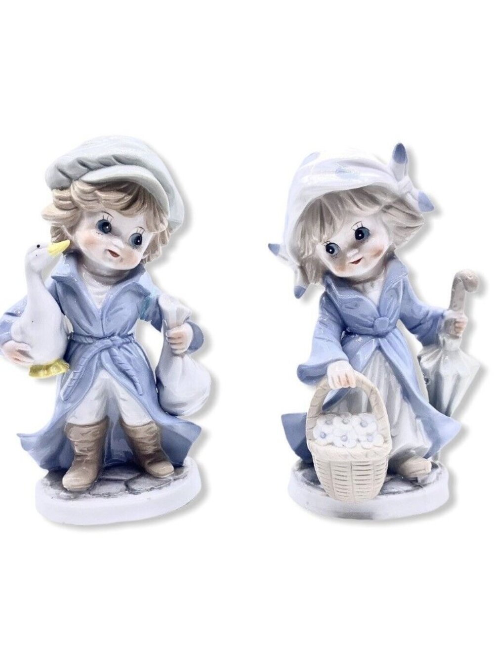 VTG Arnart KPM Porcelain Figures Set Country Children Goose Basket Umbrella